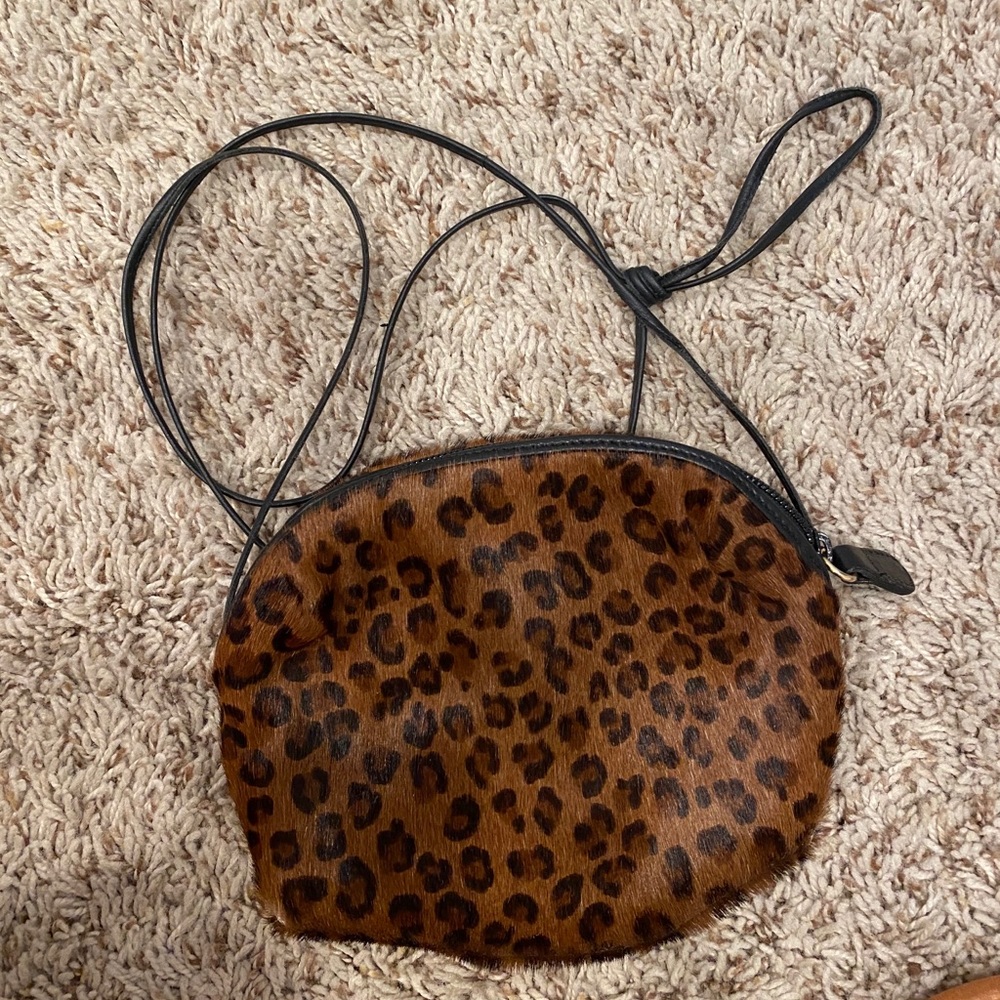 Mini leather cowhide leopard cheetah purse